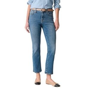 J.Crew Mid-Rise Flare Crop Jeans Blue Stretch Denim Size 27 Y2K Retro EUC